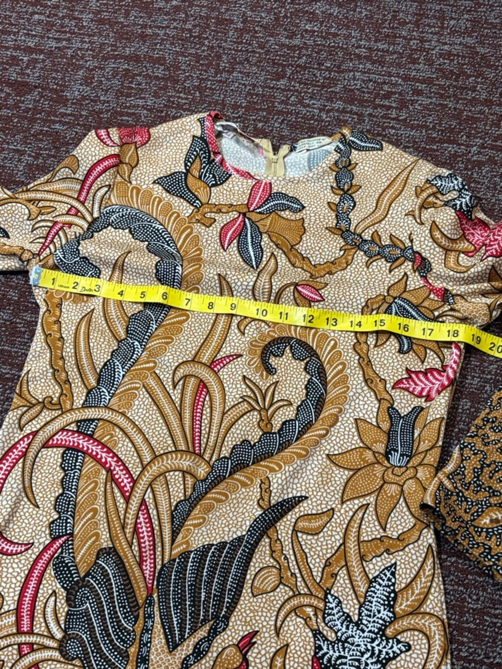 Goldworm vintage 1970’s printed knee length patterned long sleeve dress size 14 - Picture 11 of 16
